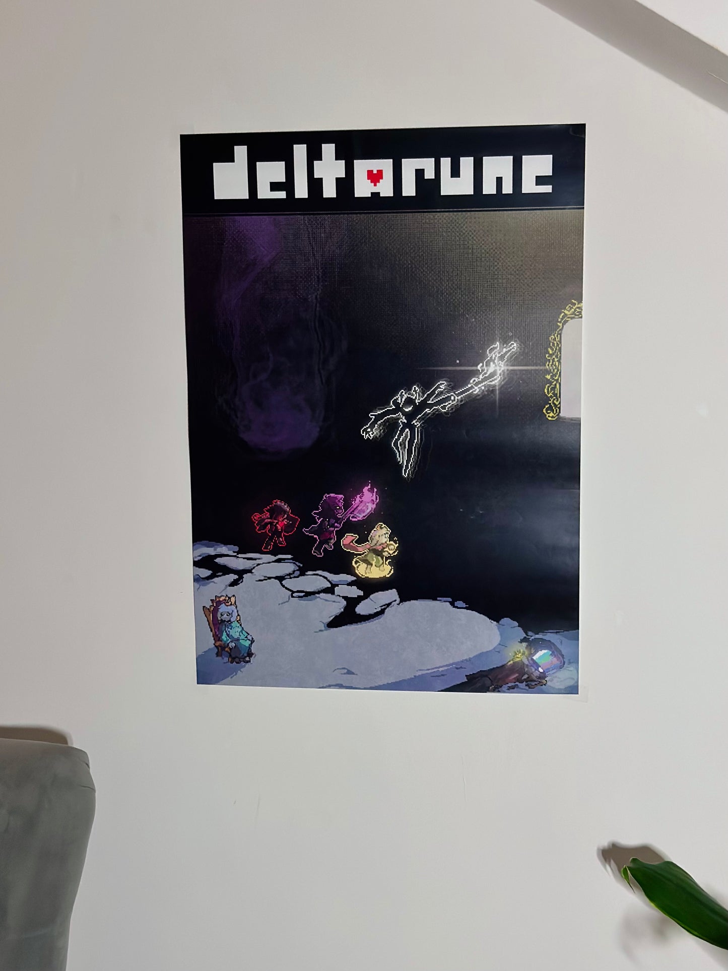 Poster of 'deltarune' game on a white wall